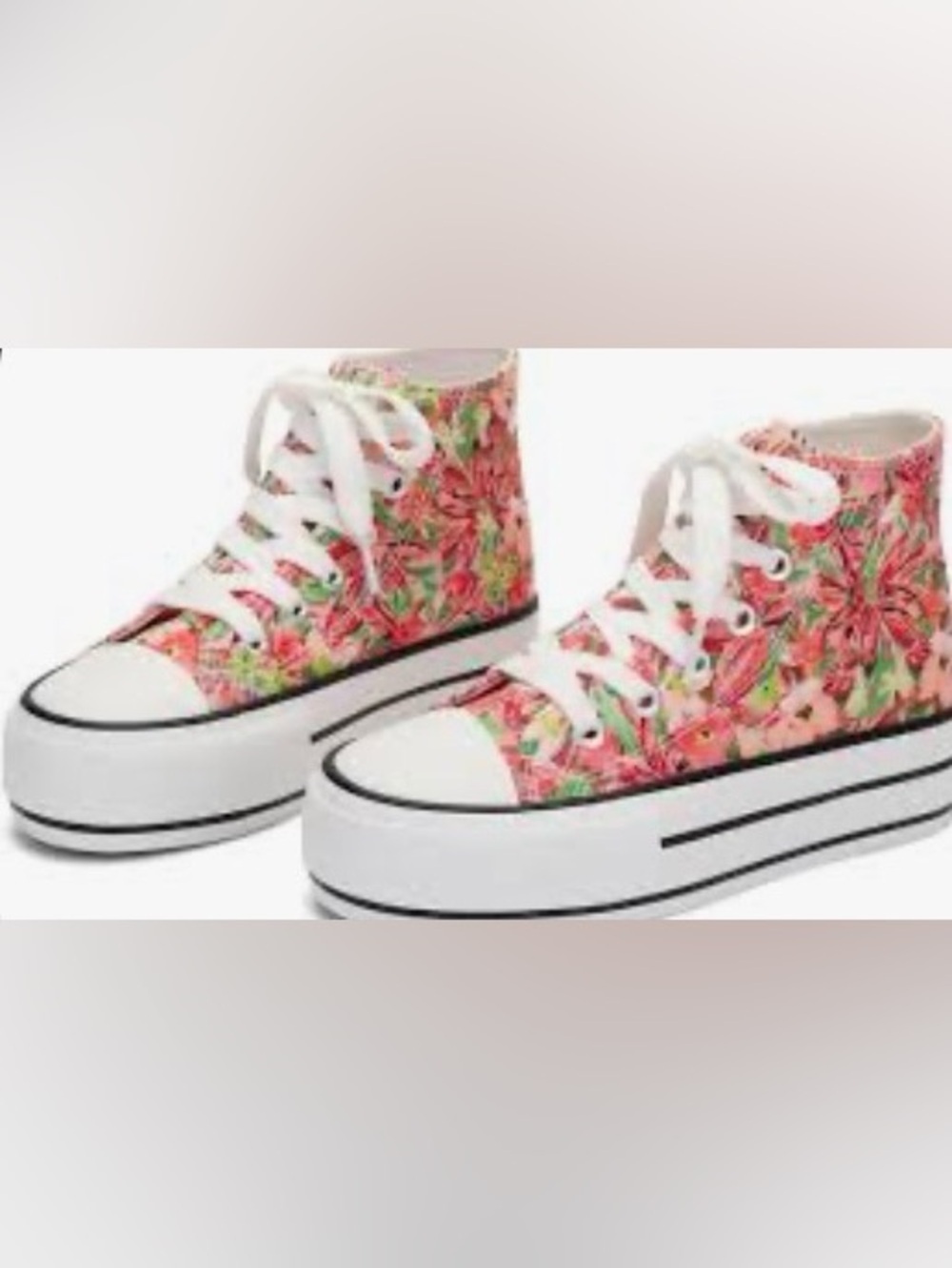 ANTLULU Girls’ Platform High Top Canvas Sneakers Lace-up